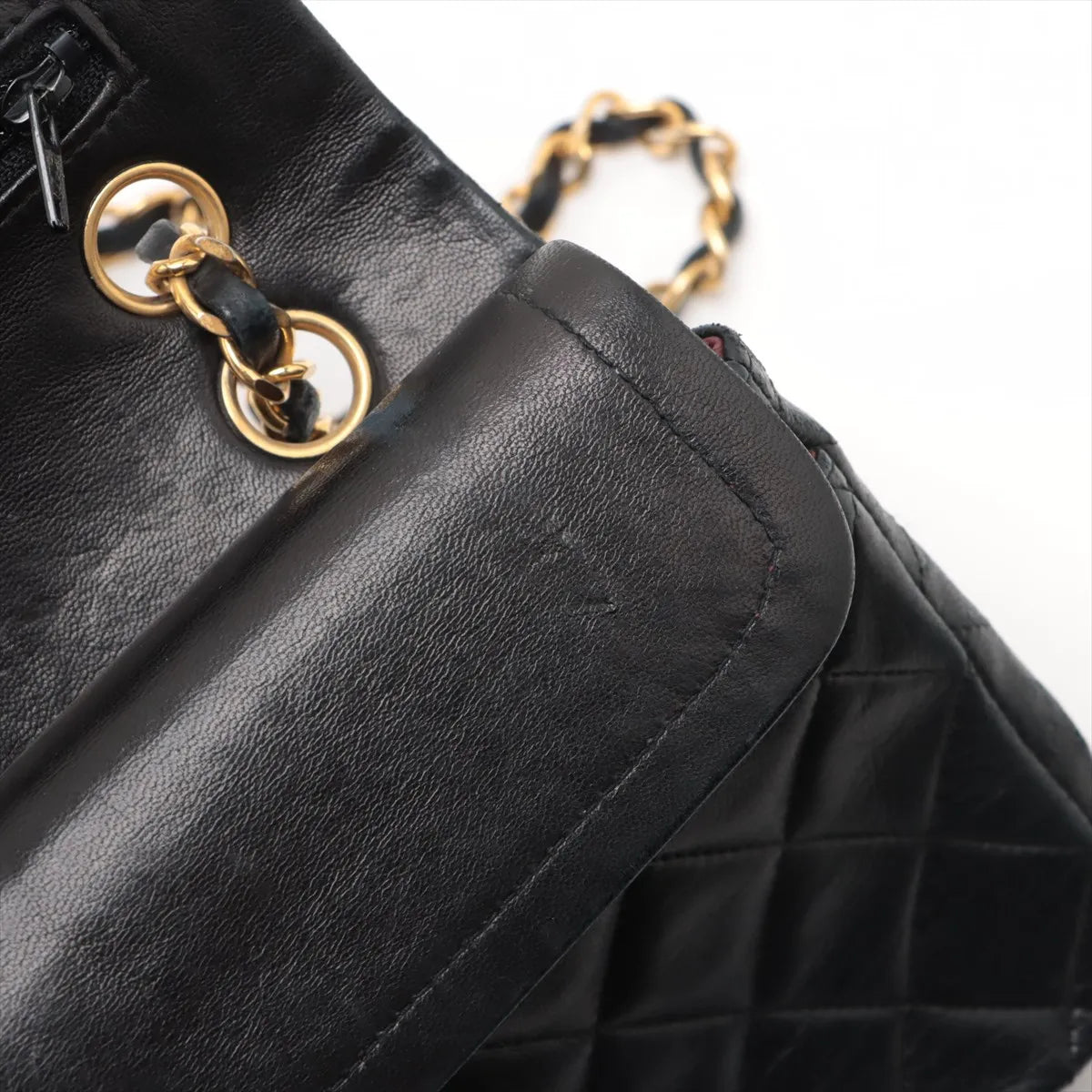 Chanel CC Logo Matelasse 23 Small Lambskin Double Flap Double Chain Bag Black