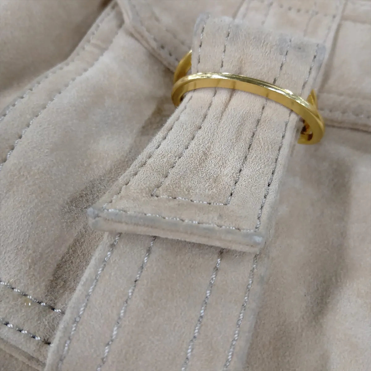 Balmain Lambskin Suede Dress Beige — product photo 13