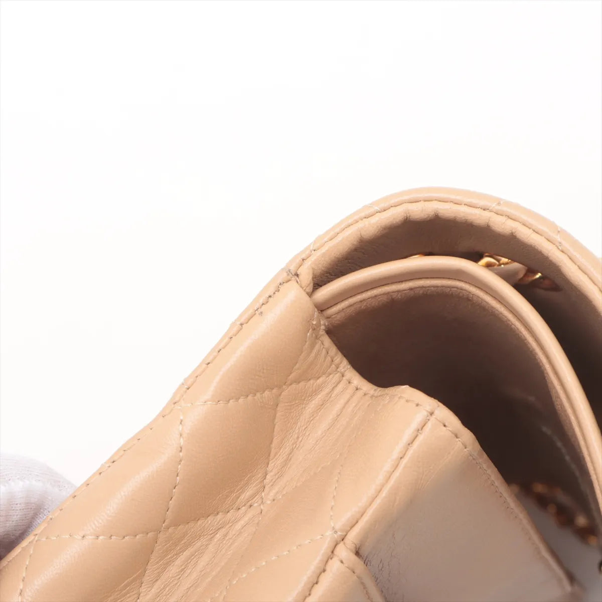 Chanel Matelasse Lambskin Double Flap Double Chain Bag Beige