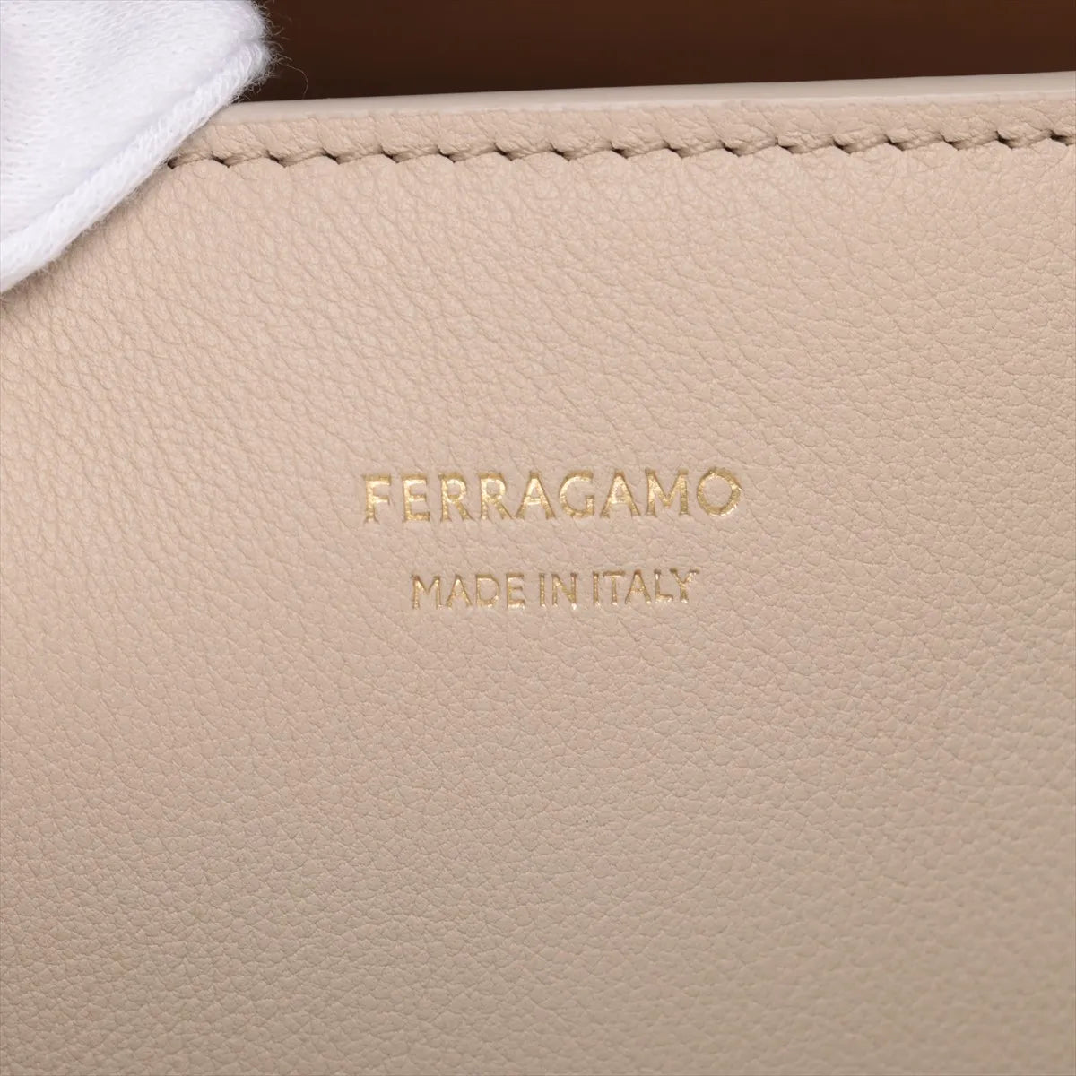 Ferragamo Hug Leather Handbag Beige