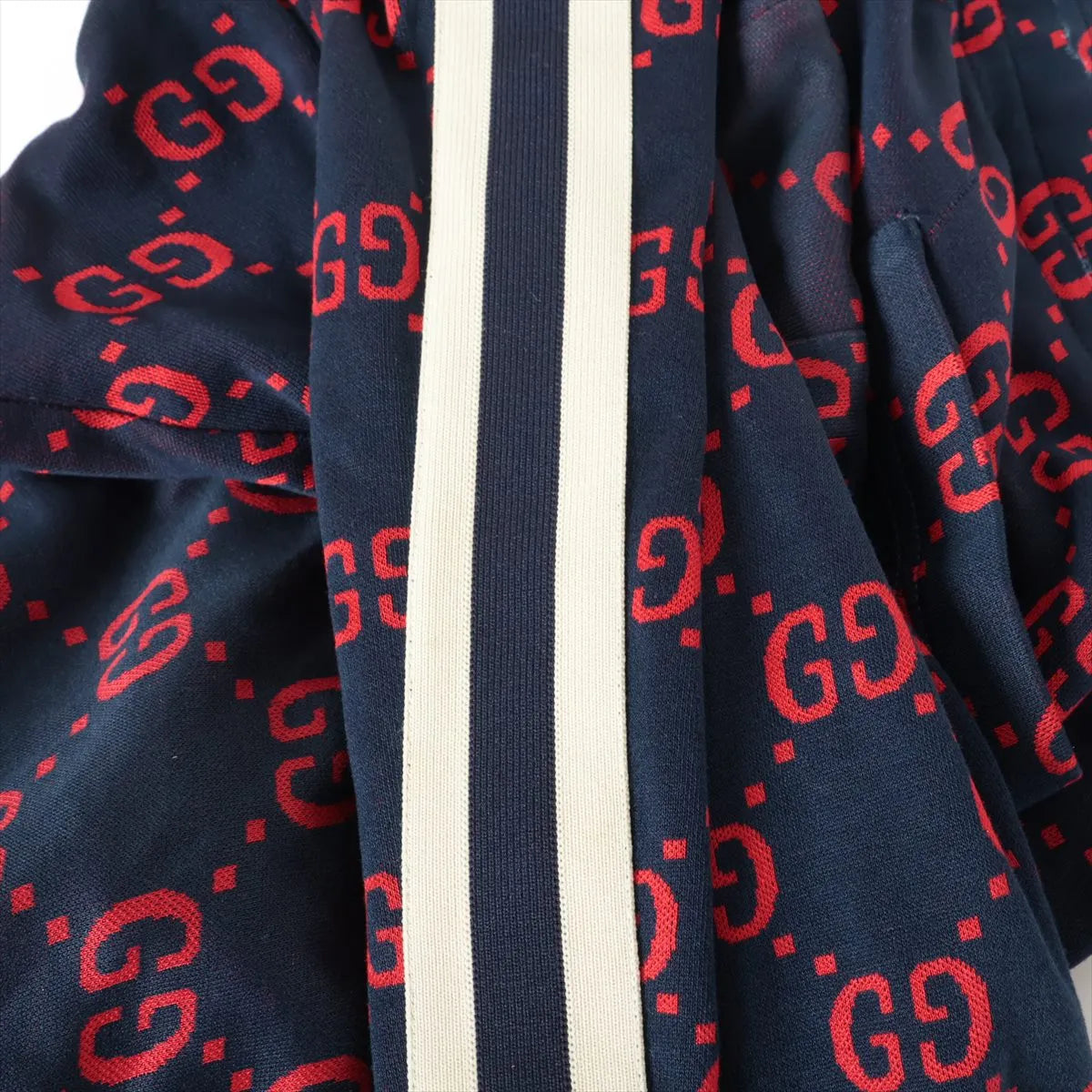 Gucci GG Jacquard Cotton Track Pants Navy Blue x Red