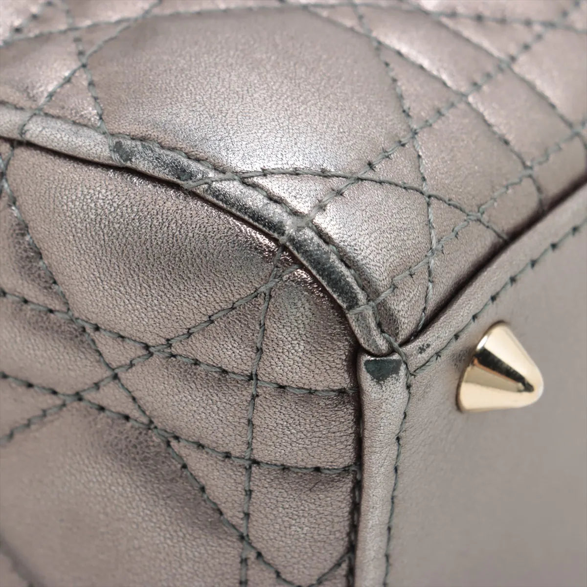 Christian Dior My Lady Dior Cannage Shoulder Bag Metallic Gray