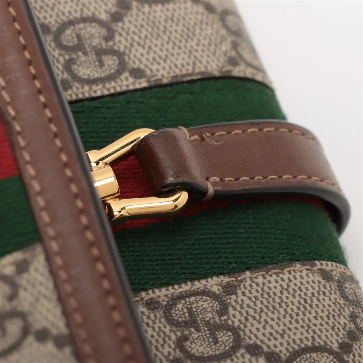 Gucci GG Supreme Jackie Leather Chain Wallet Bag Beige