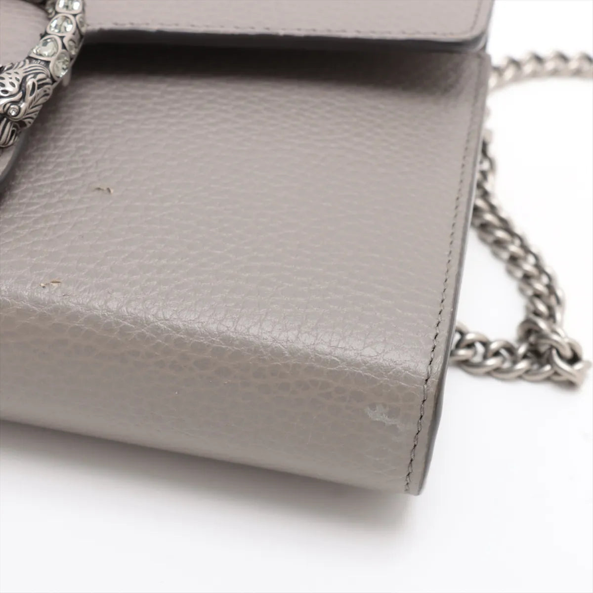 Gucci Dionysus Leather Chain Wallet Gray