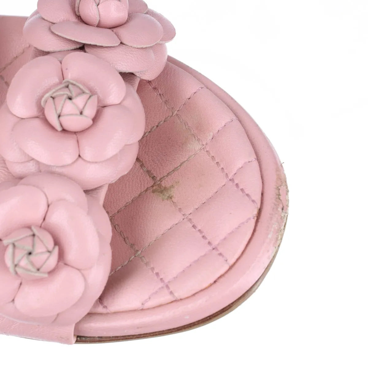 Chanel Camelia Two Strap Leather Sandal Pink