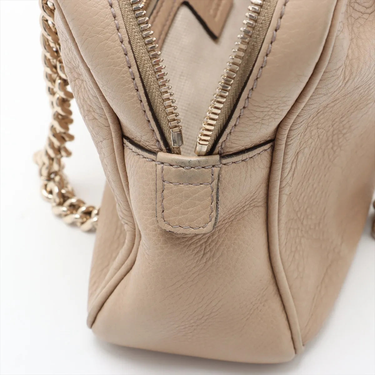Gucci Soho Leather Chain Shoulder Bag Beige