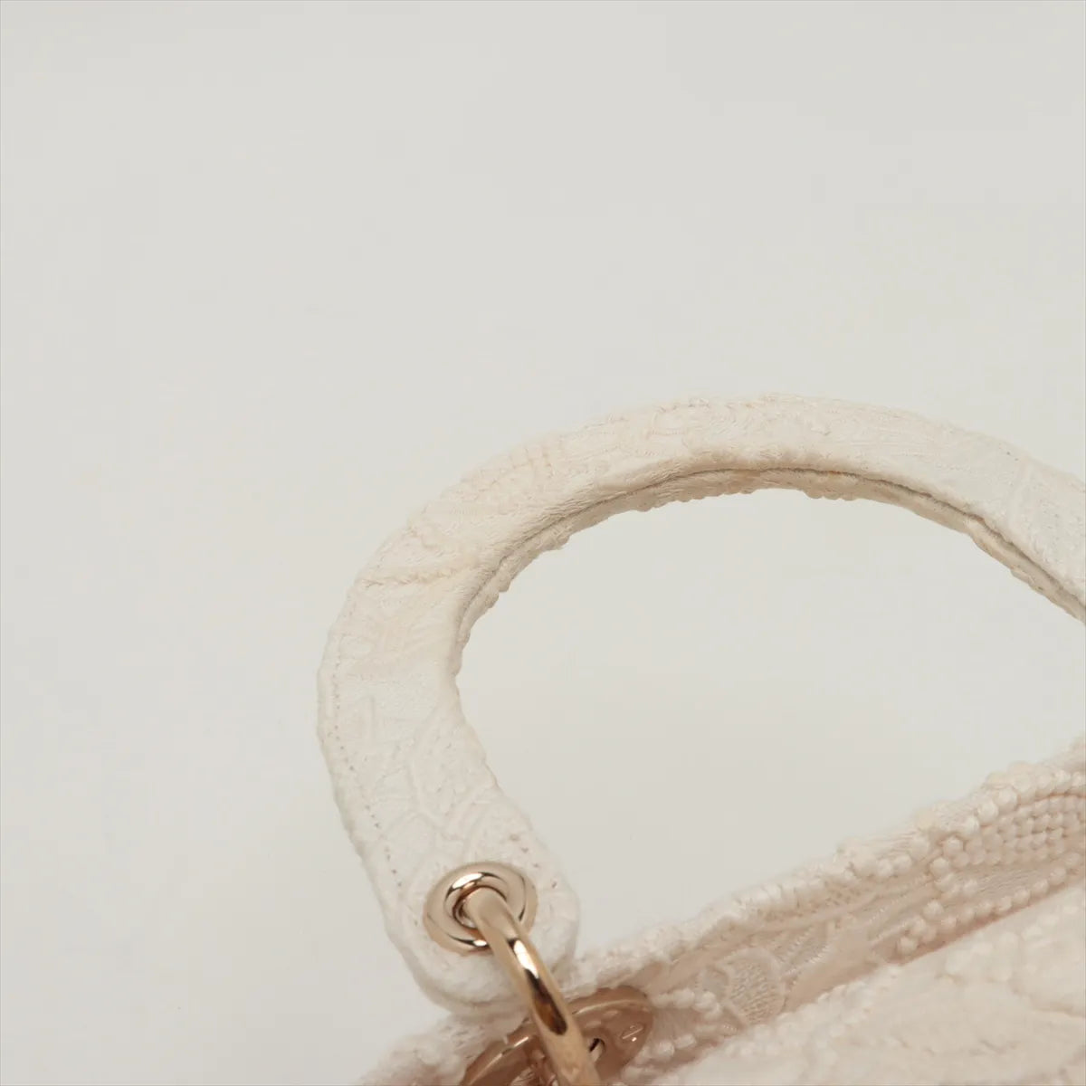 Christian Dior Lady D-Lite Medium Embroided Lace Two-Way Handbag White