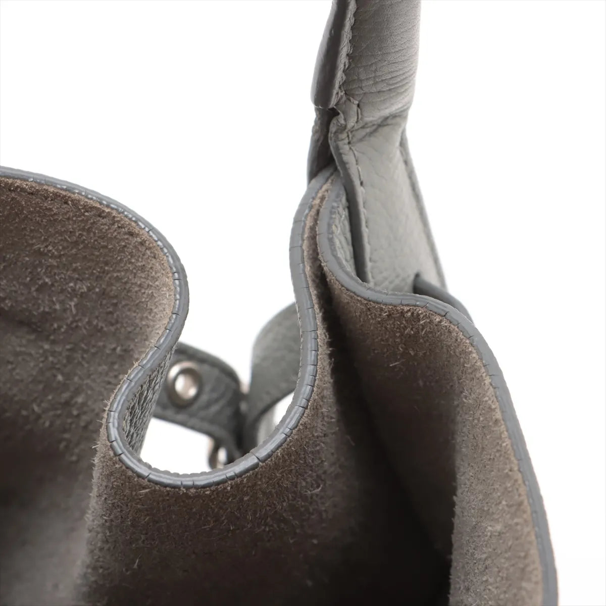 Authentic Celine Big Bag Bucket Leather Handbag Gray