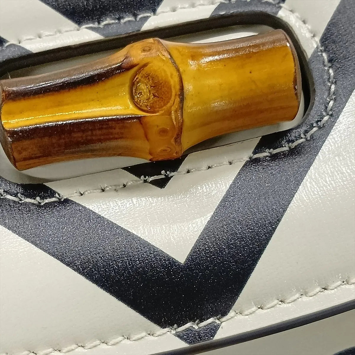 Gucci Bamboo 1947 Leather Two-Way Handbag White x Multicolor