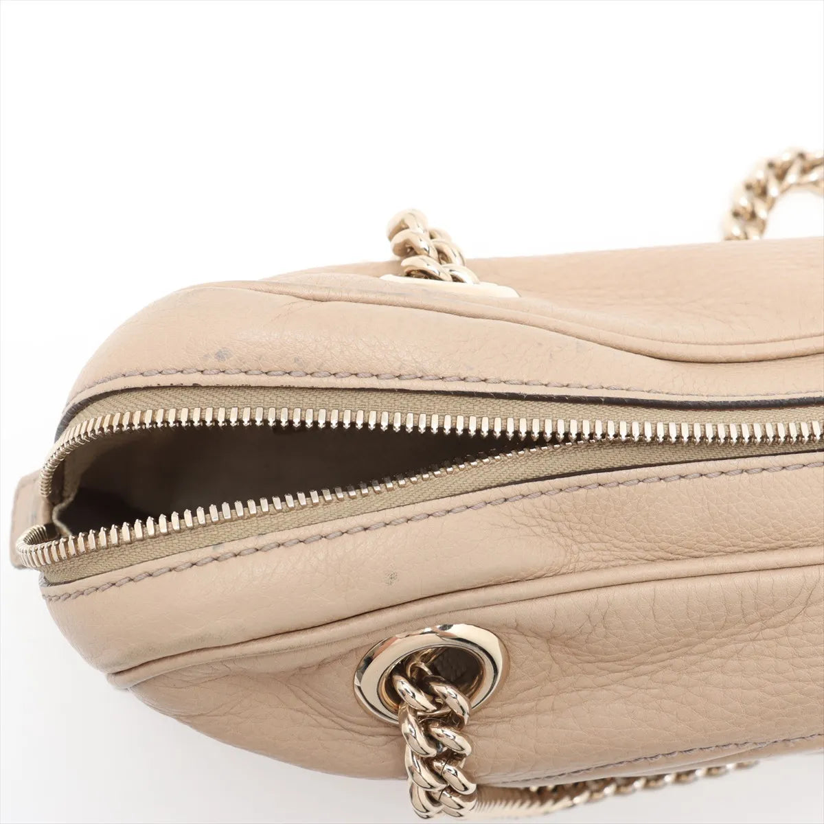 Gucci Soho Leather Chain Shoulder Bag Beige