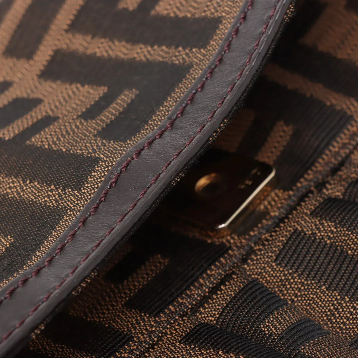 Fendi Zucca Canvas Leather Shoulder Bag Brown