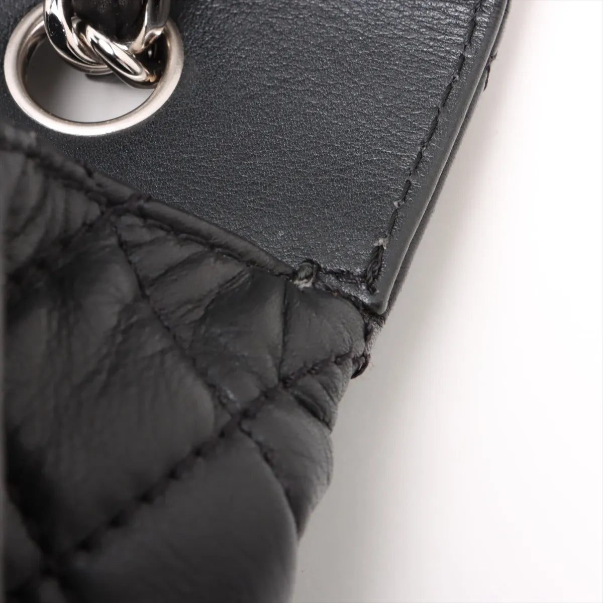 Chanel CC Logo Big Matelasse Lambskin Single Flap Double Chain Bag Black