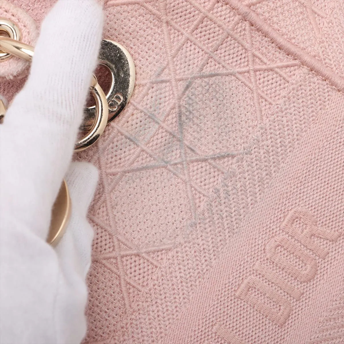 Christian Dior Lady D Lite Medium Canvas Two-Way Handbag Dusty Pink