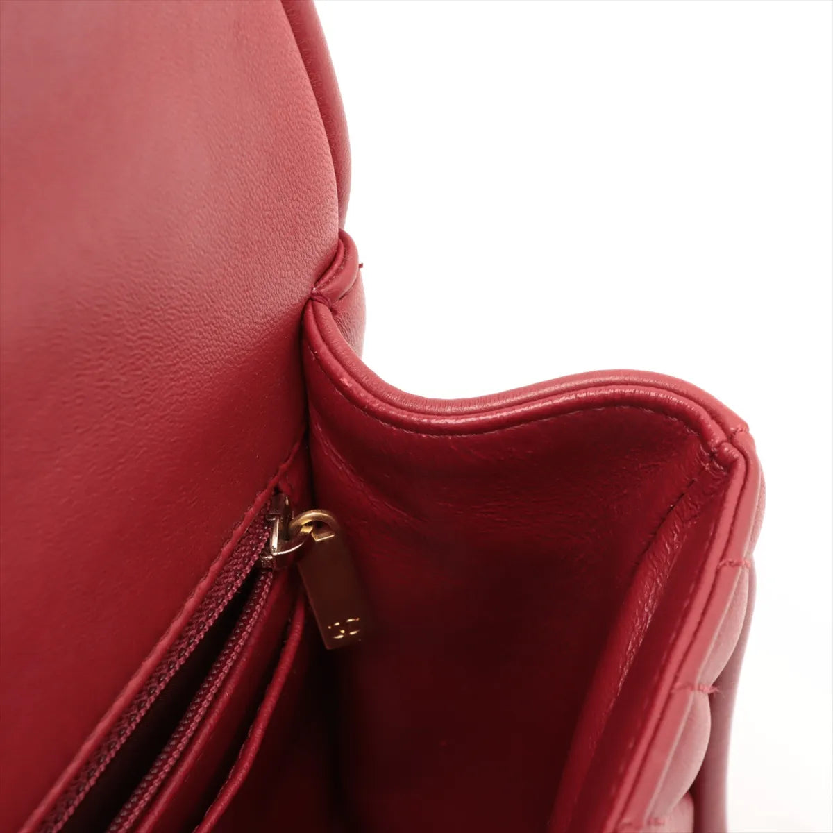 Chanel CC Logo V Stitch Lambskin Two-Way Shoulder Bag Red