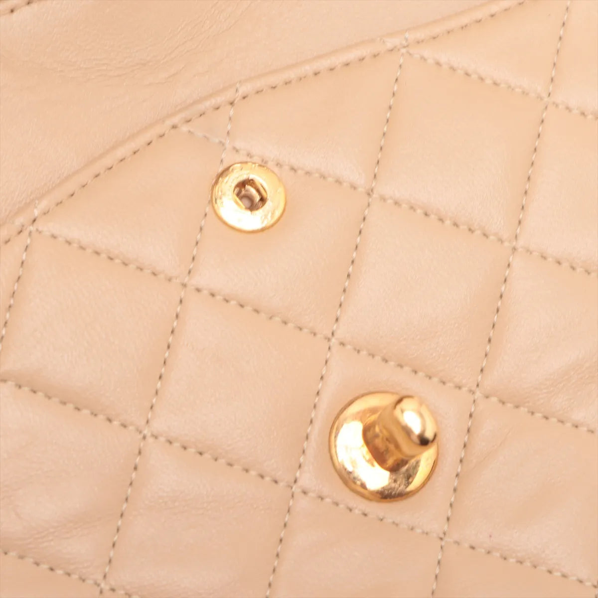 Chanel Matelasse Lambskin Double Flap Double Chain Bag Beige