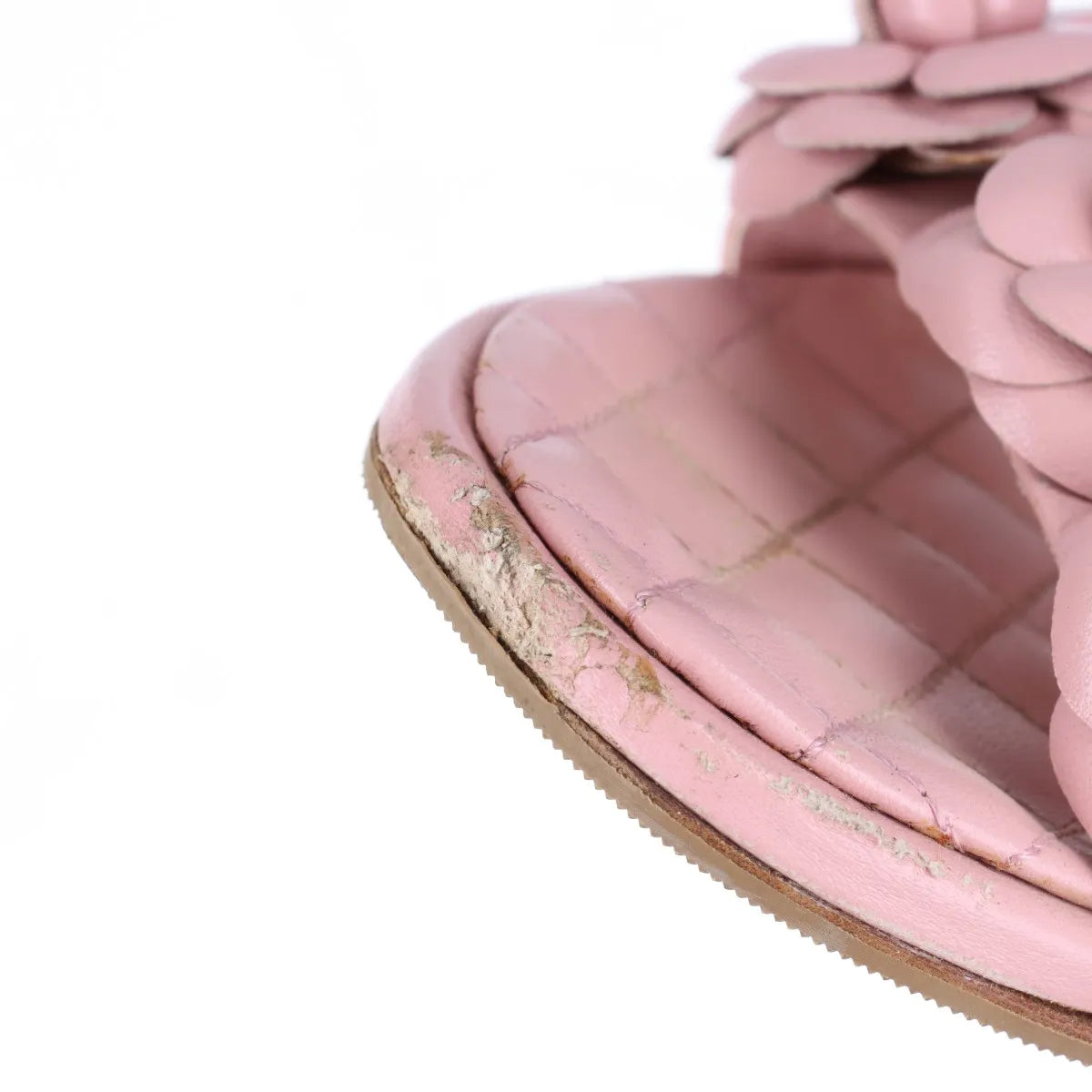 Chanel Camelia Two Strap Leather Sandal Pink