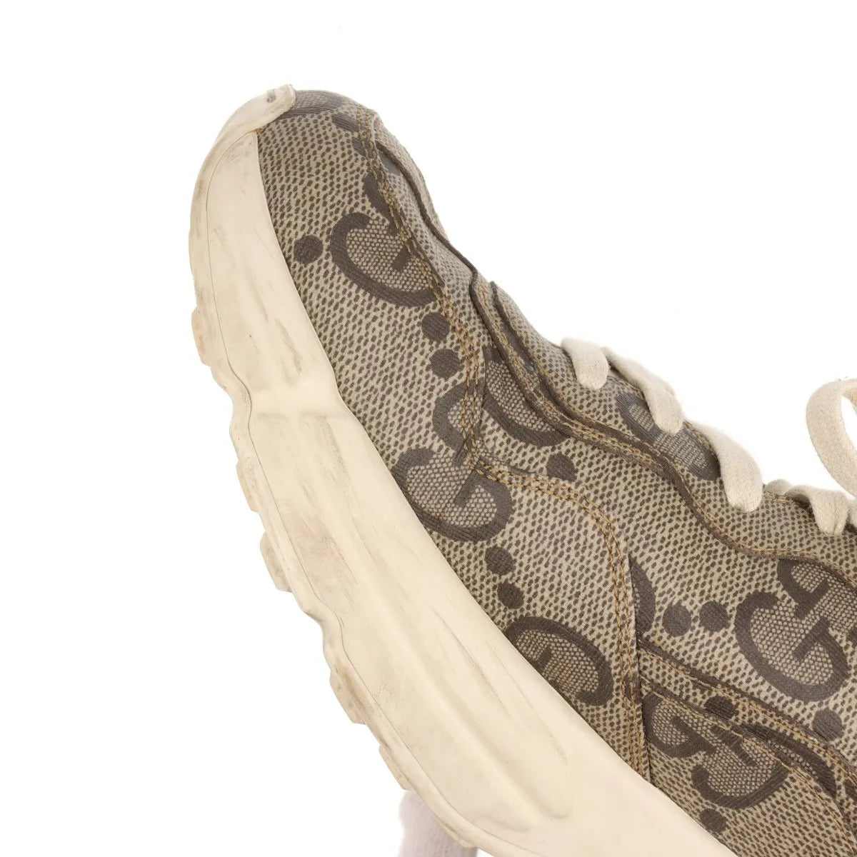 Gucci Rhyton Leather Sneakers Mens Beige