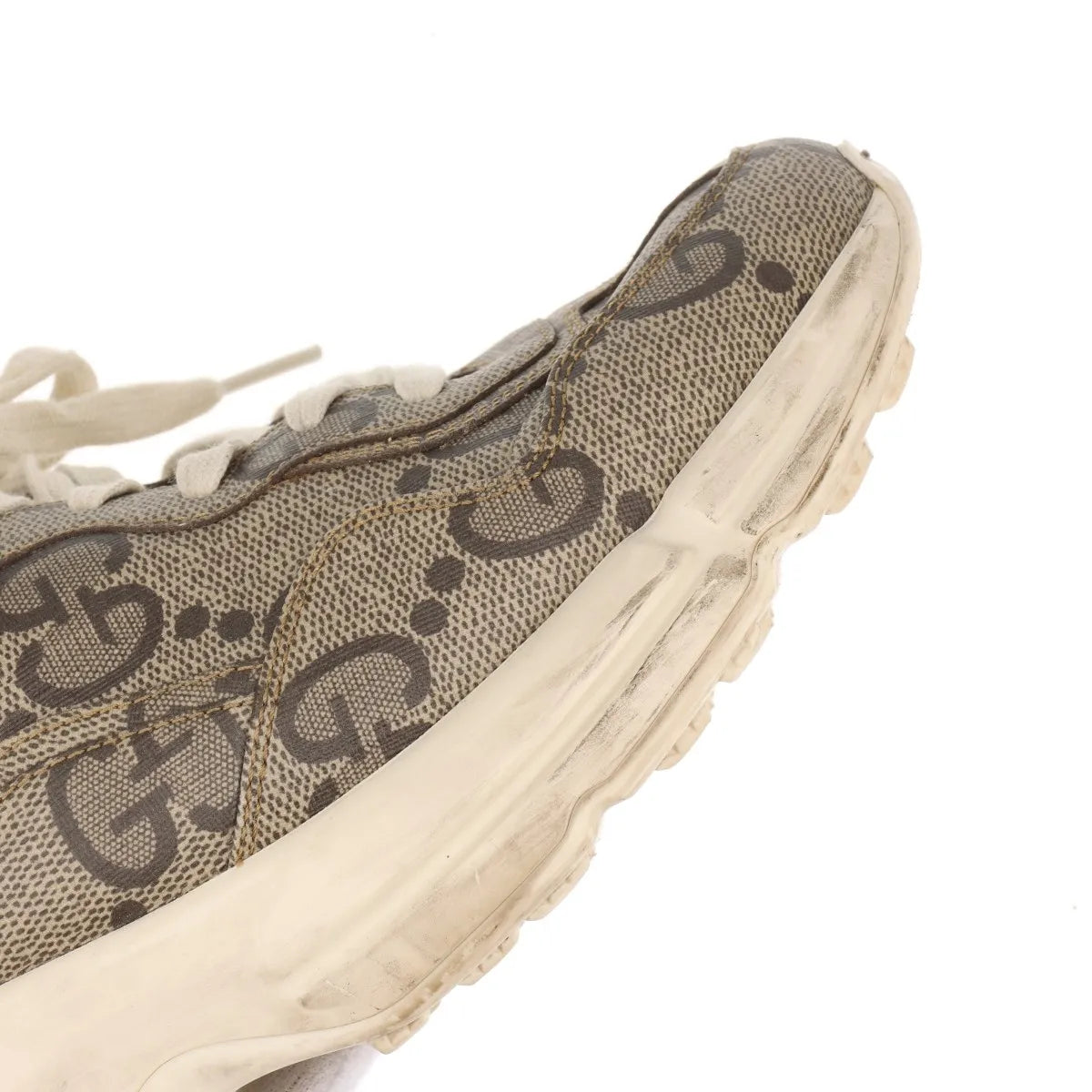 Gucci Rhyton Leather Sneakers Mens Beige