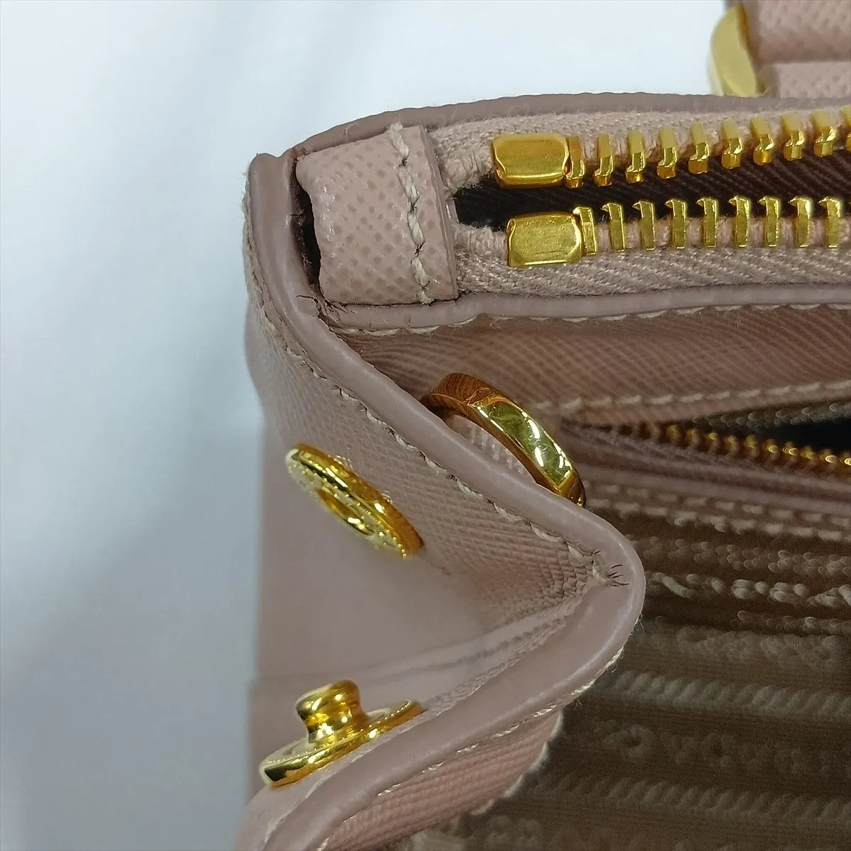 Prada Galleria Mini Saffiano Leather Two-Way Handbag Beige