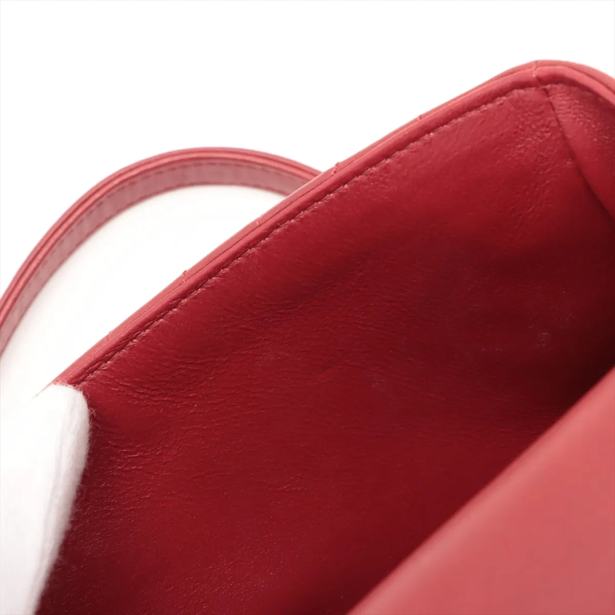 Chanel CC Logo V Stitch Lambskin Two-Way Shoulder Bag Red