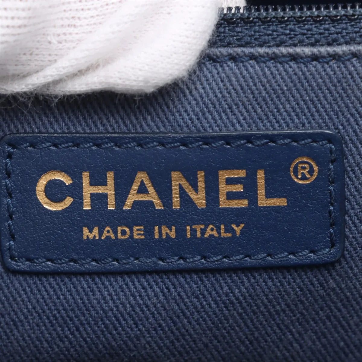 Chanel CC Logo Caviar Skin Two-Way Handbag Blue