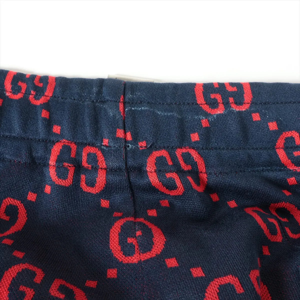 Gucci GG Jacquard Cotton Track Pants Navy Blue x Red