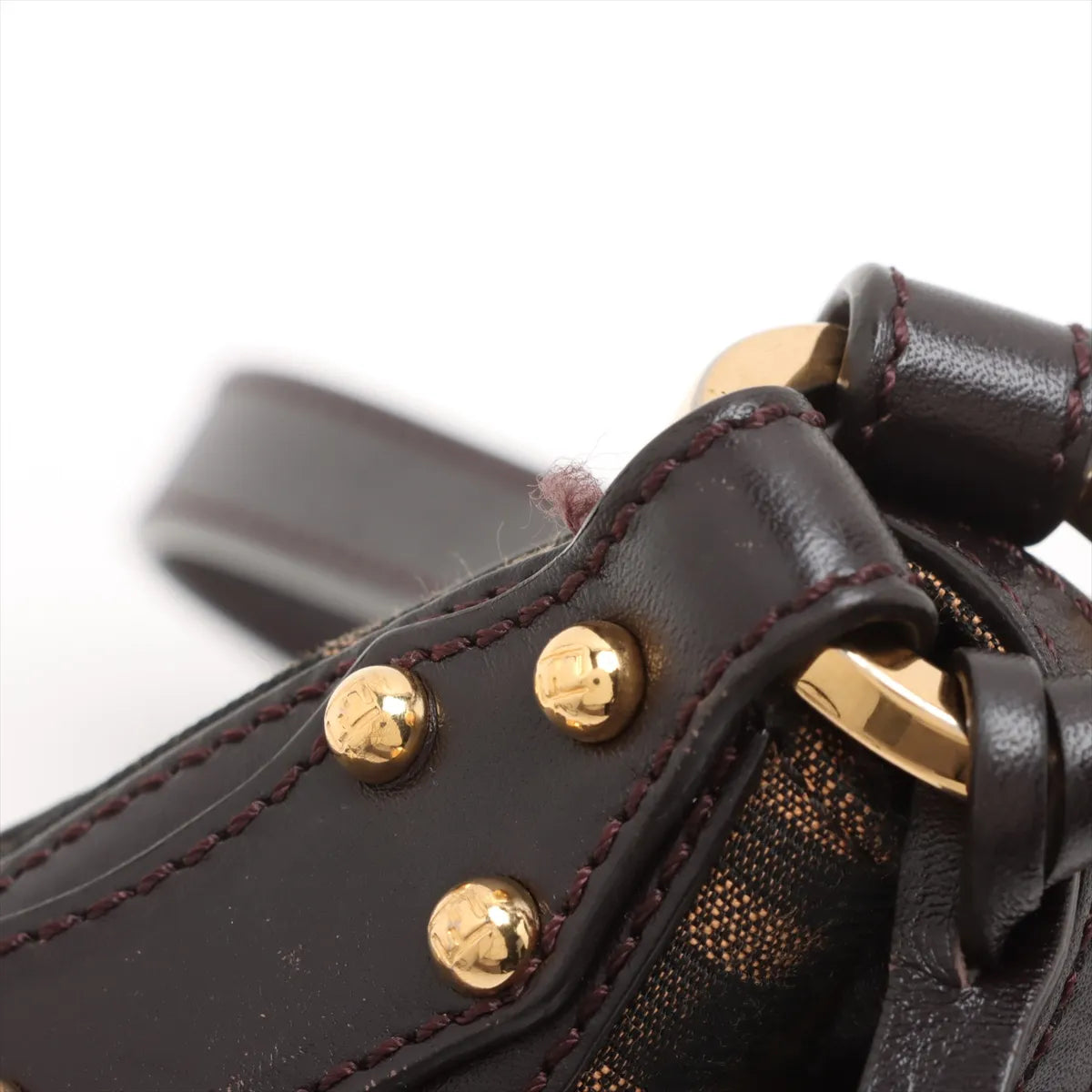 Fendi Zucca Canvas Leather Shoulder Bag Brown