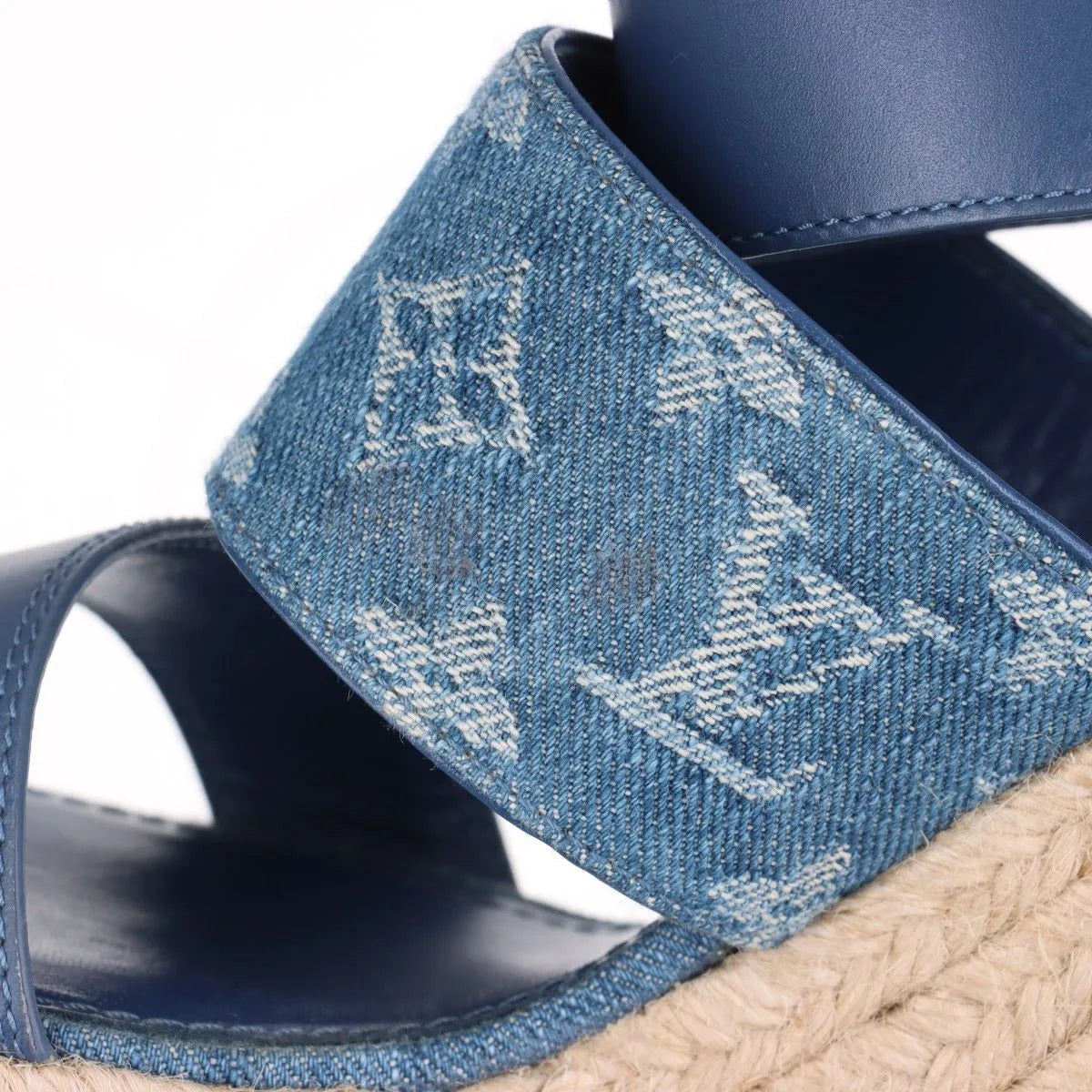 Louis Vuitton Monogram Starboard Denim Wedge Sandal Blue