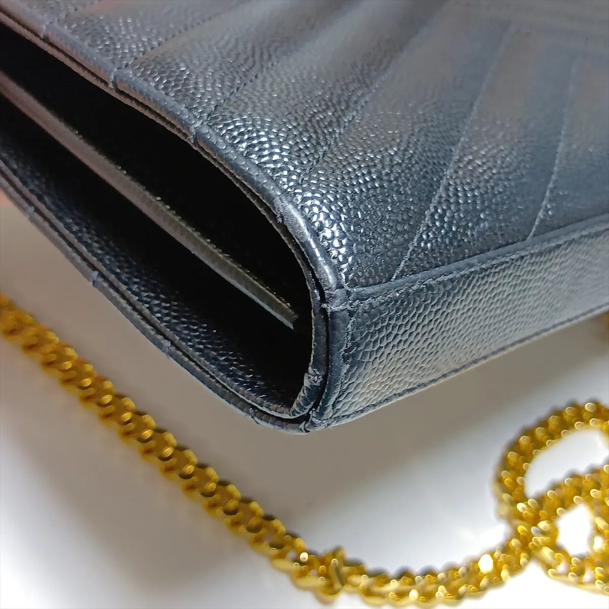 Saint Laurent Paris Cassandre Leather Wallet on Chain Black — product photo 16