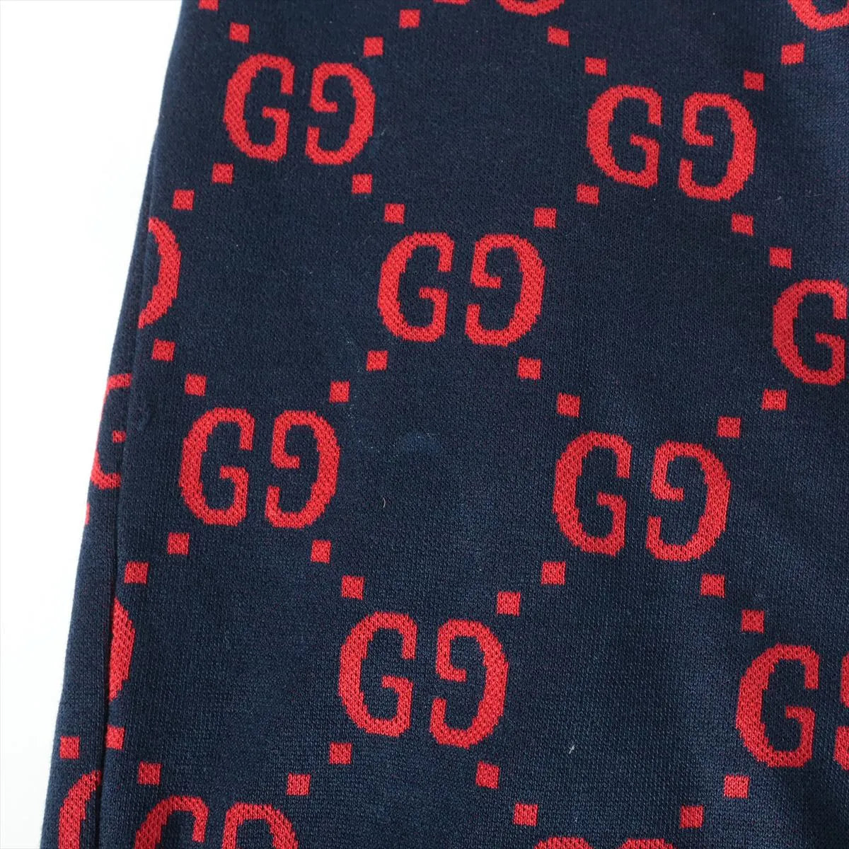 Gucci GG Jacquard Cotton Track Pants Navy Blue x Red