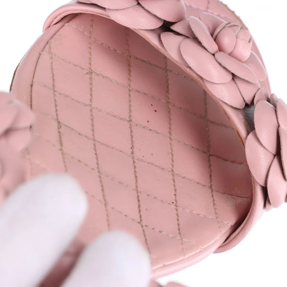 Chanel Camelia Two Strap Leather Sandal Pink