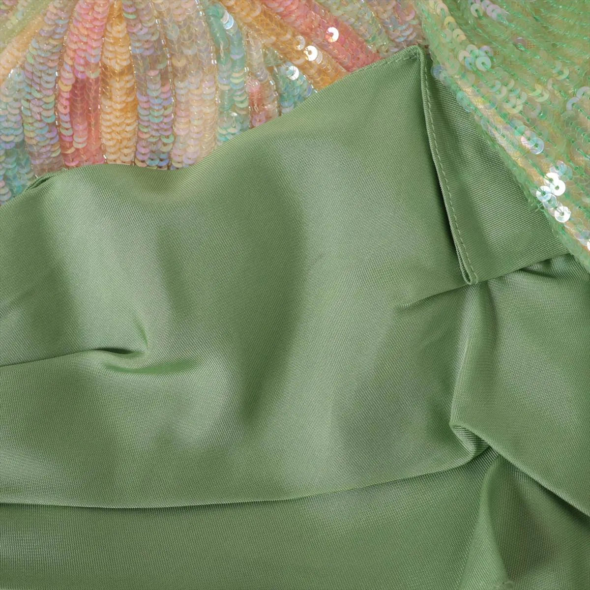 Gucci Sequins *exclusive runway* Silk Ribbon Long Sleeve Mini Dress Orange x Green