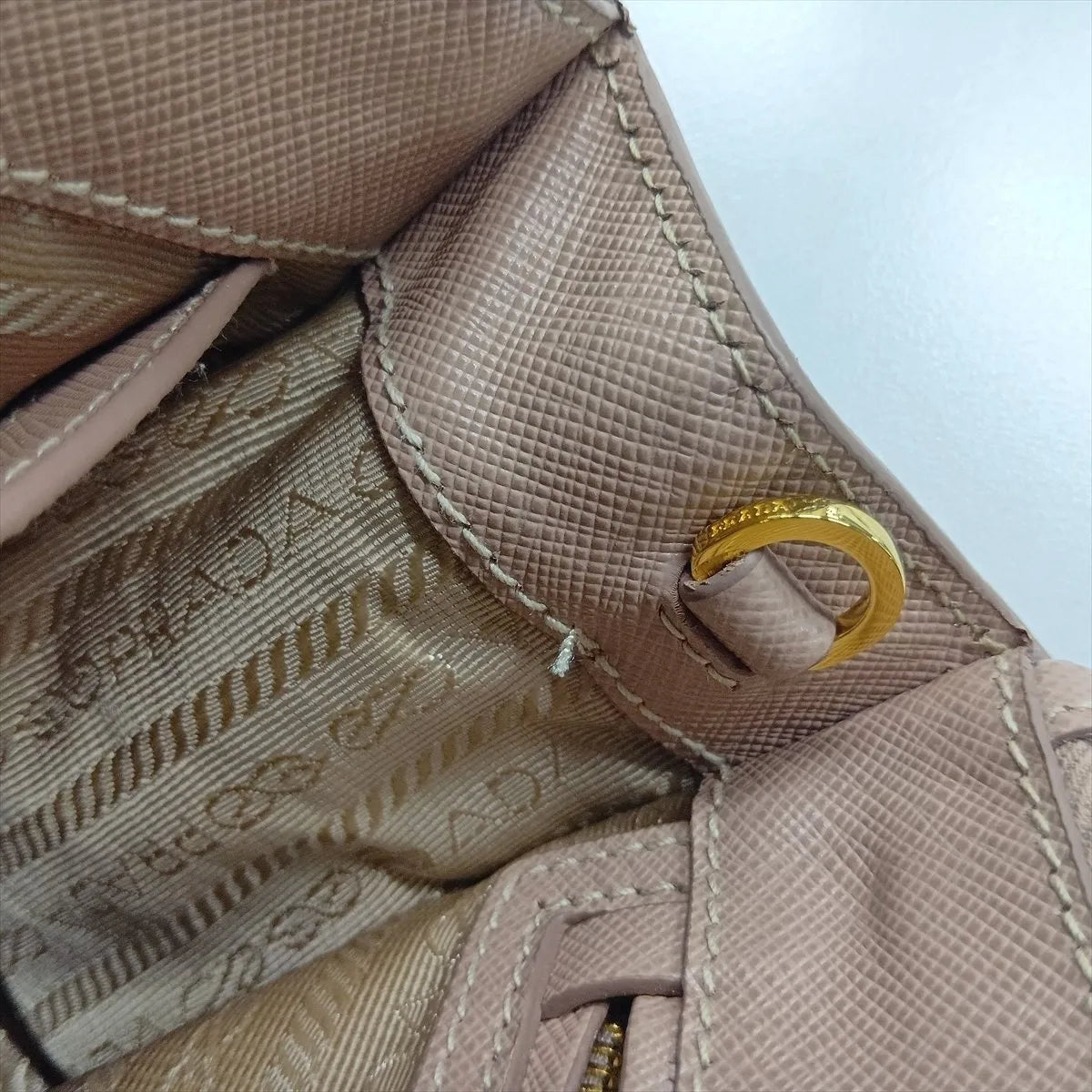 Prada Galleria Mini Saffiano Leather Two-Way Handbag Beige
