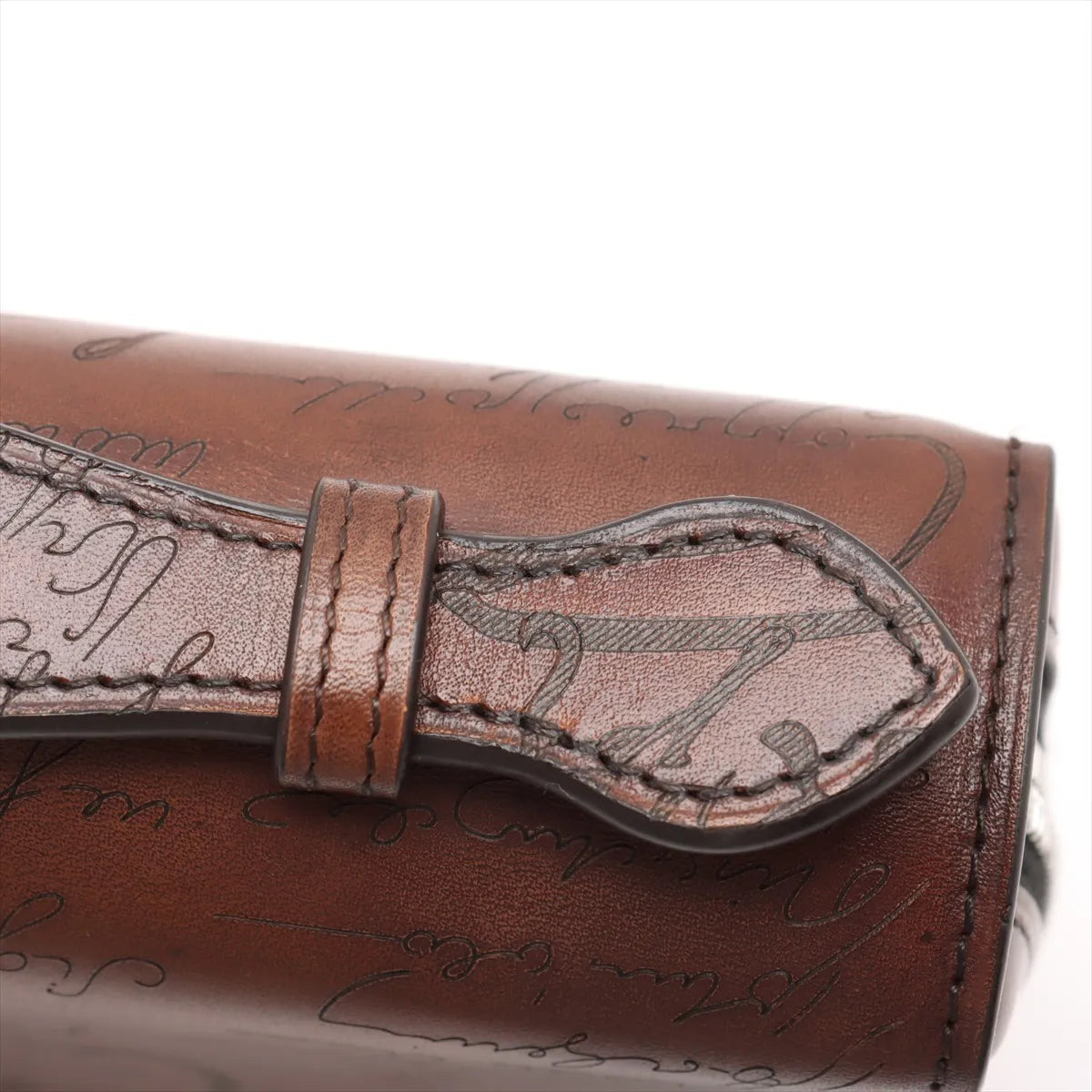 Berluti Calligraphy Leather Handbag Brown