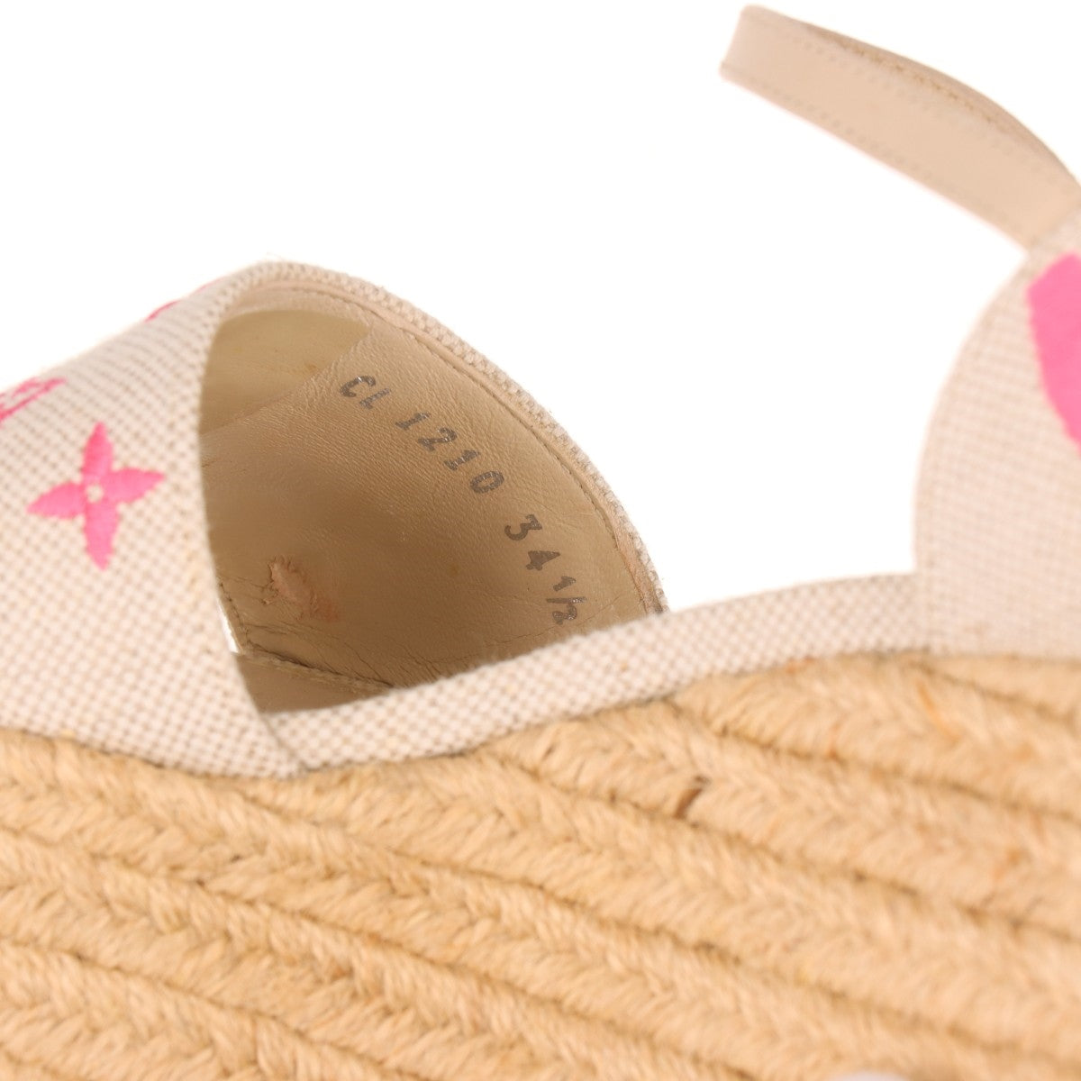 Louis Vuitton Monogram Starboard Espadrille Wedge Sandal White x Pink