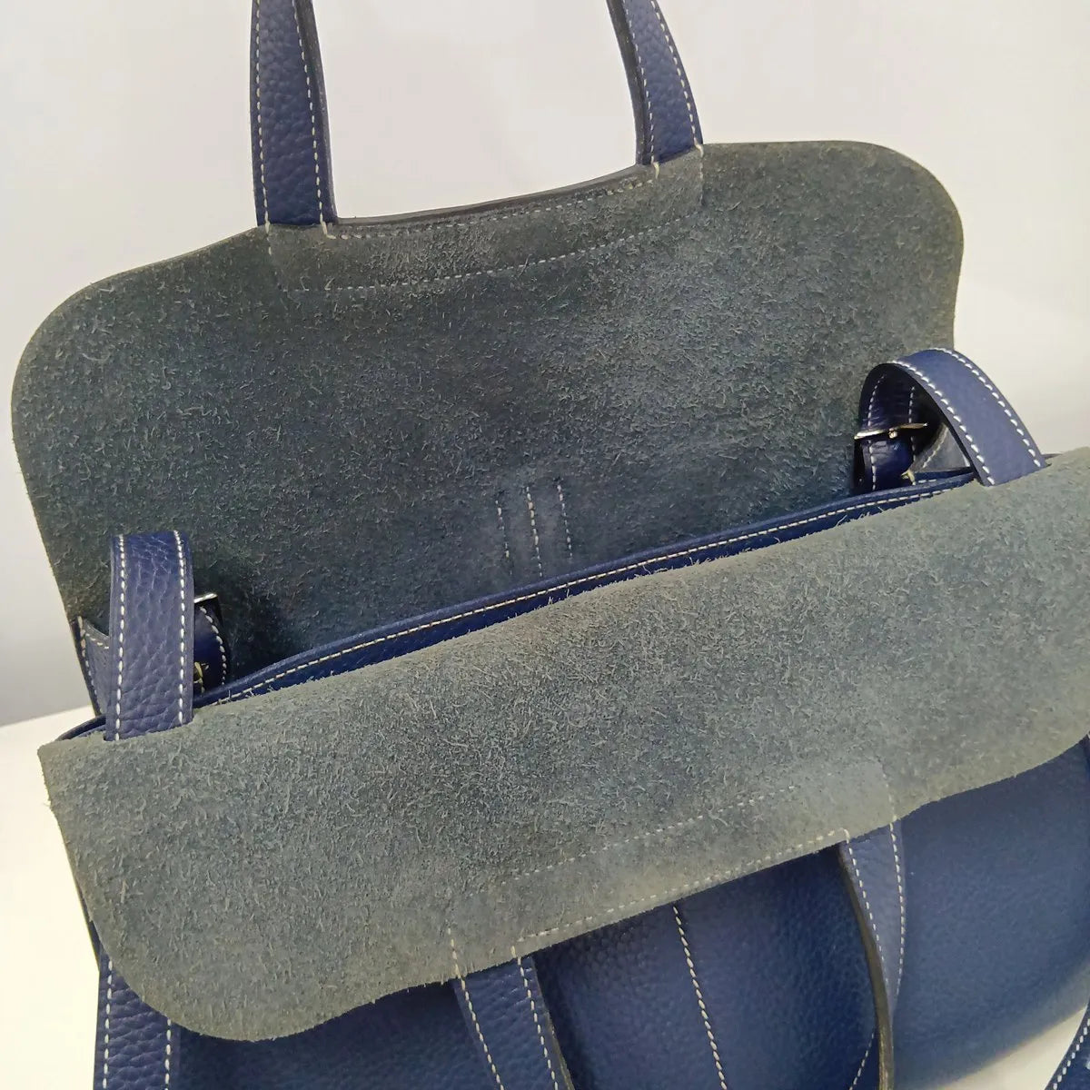 Hermes Halzan 31 Taurillon Clemence Blue Sapphire