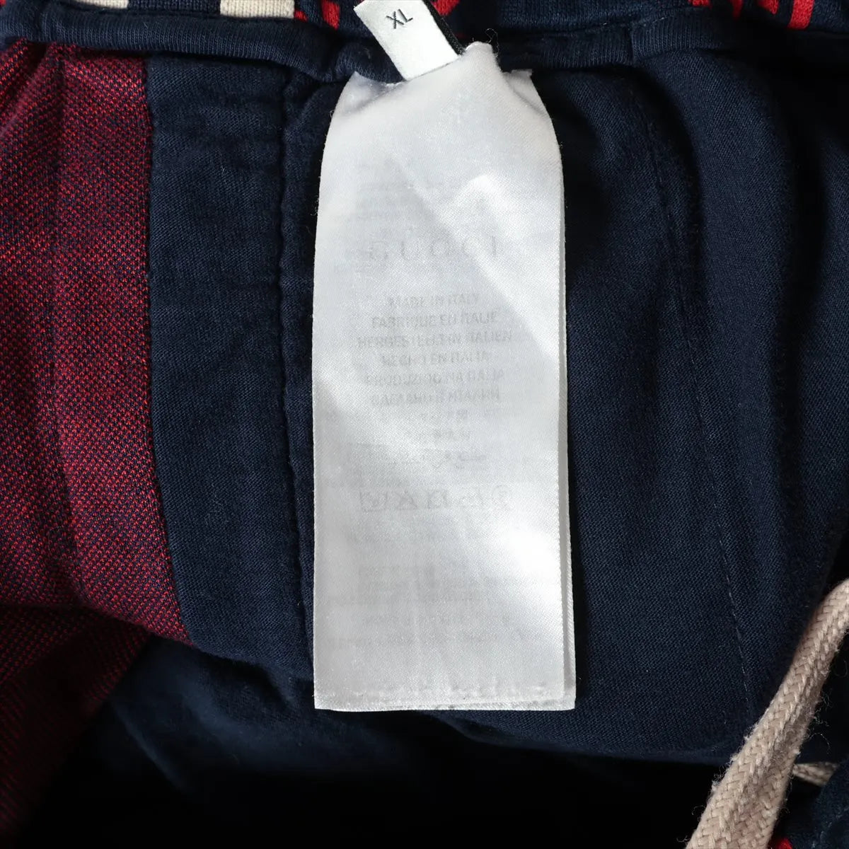 Gucci GG Jacquard Cotton Track Pants Navy Blue x Red