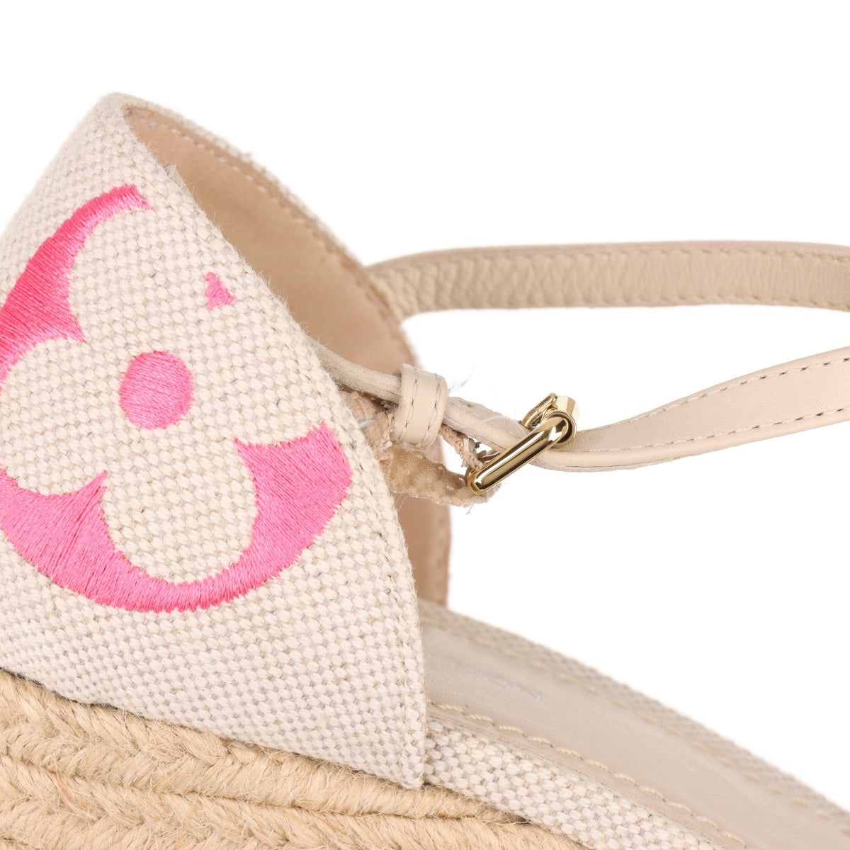 Louis Vuitton Monogram Starboard Espadrille Wedge Sandal White x Pink