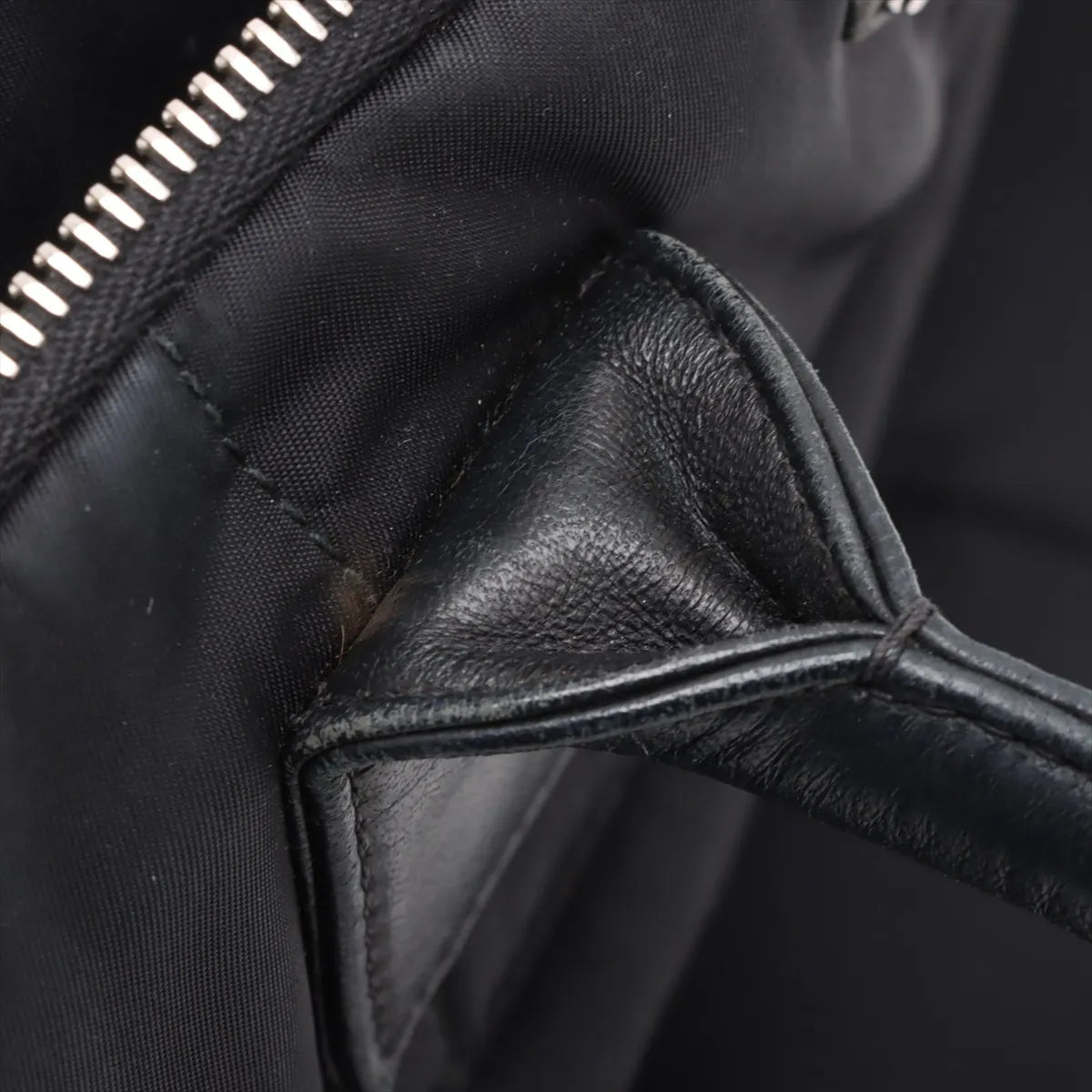 Prada Tessuto Bomber Nylon Leather Handbag Black