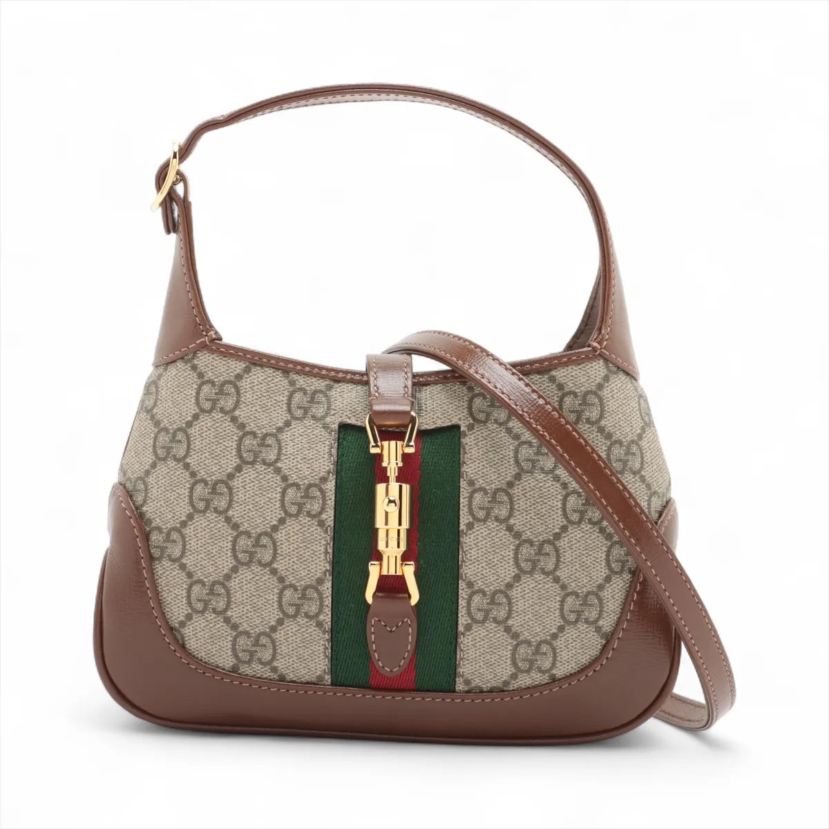 Gucci Jackie 1961 GG Supreme Leather Shoulder Bag Brown