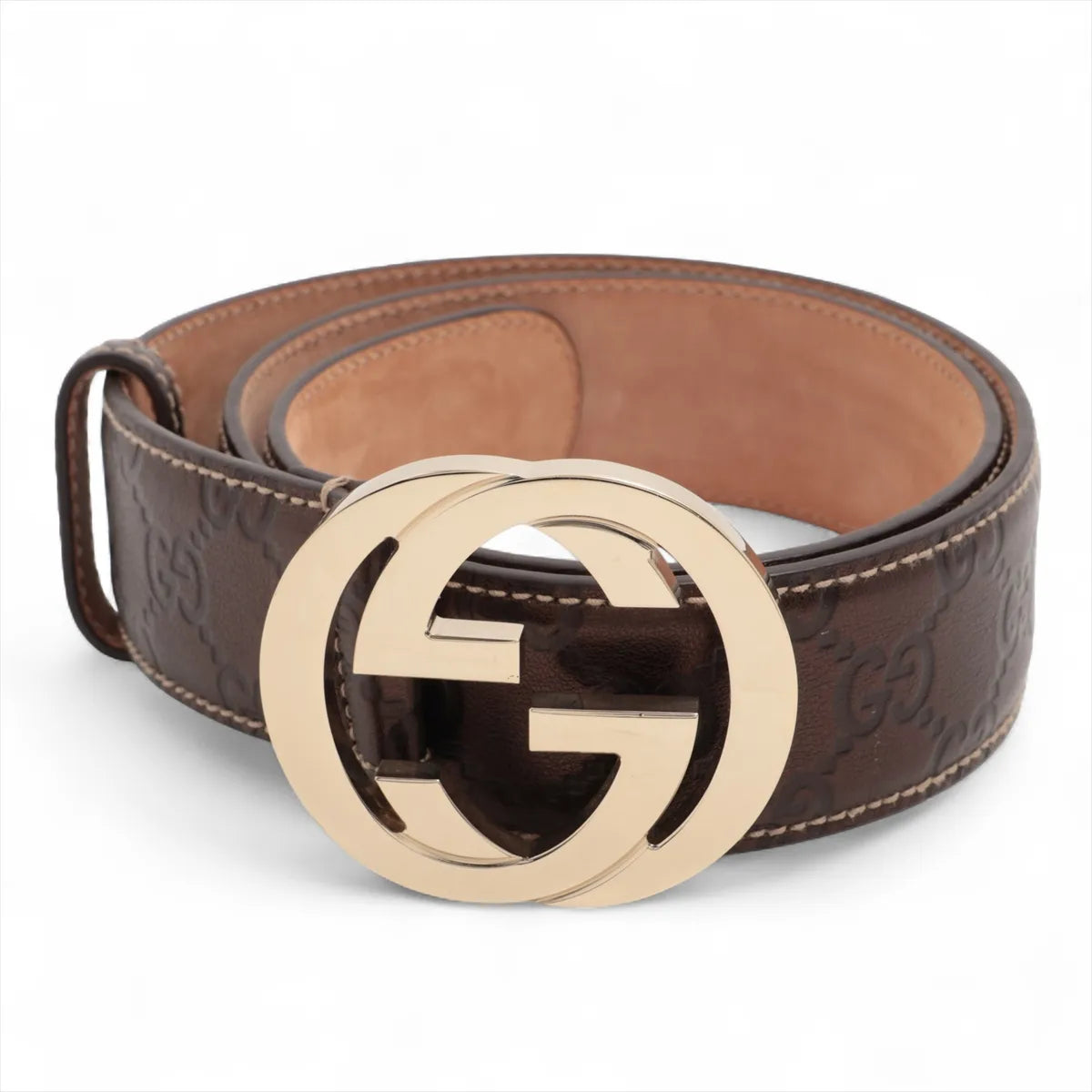 Gucci Interlocking G Leather Belt Brown