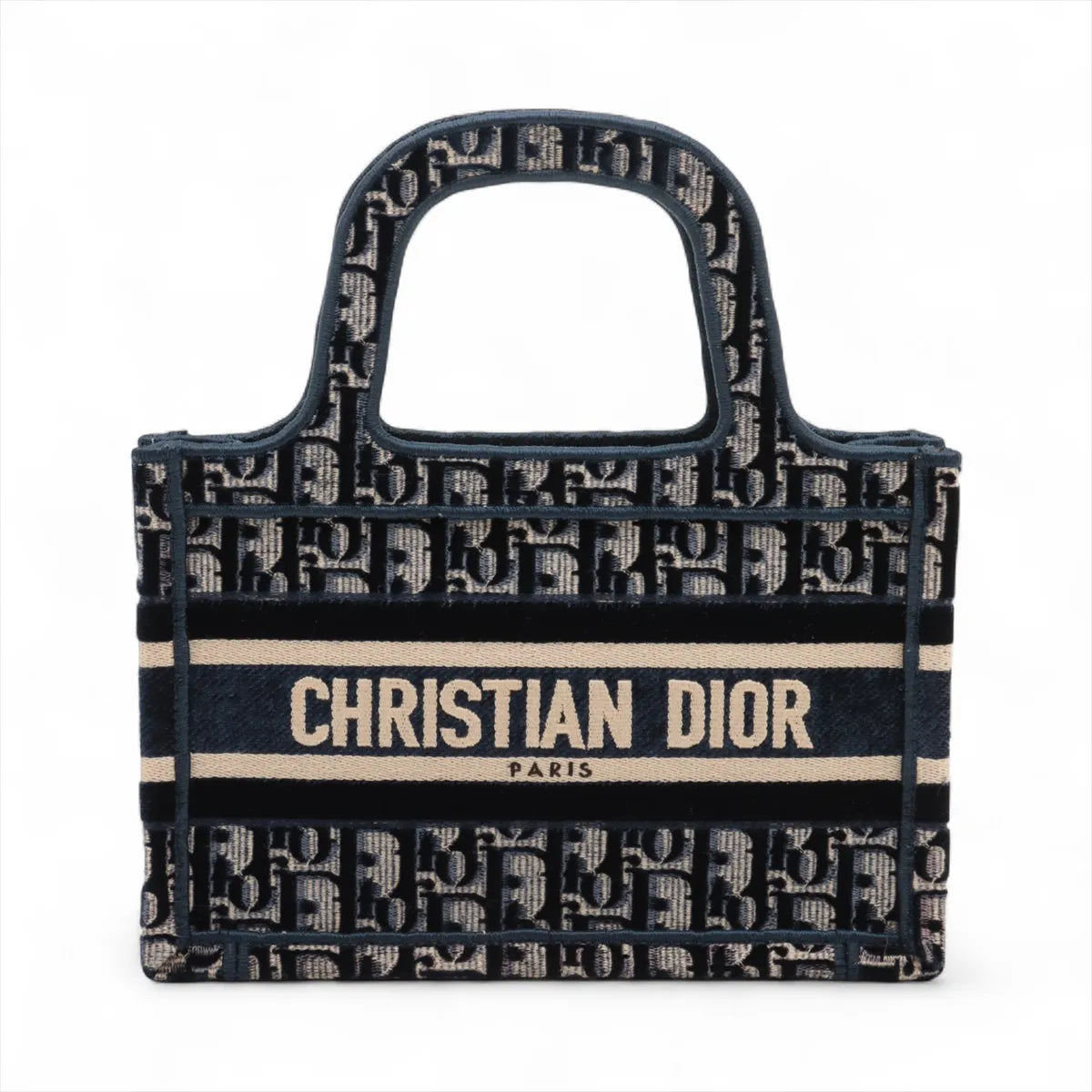 Christian Dior Oblique Mini Canvas Book Tote Navy Blue