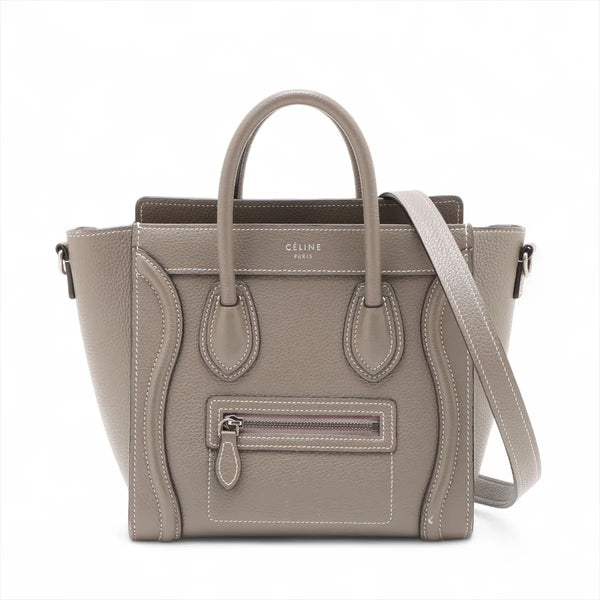 Celine Luggage Nano Shopper Leather Two-Way Handbag Greige