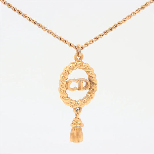 Christian Dior CD Logo Round Twist Pendant Necklace