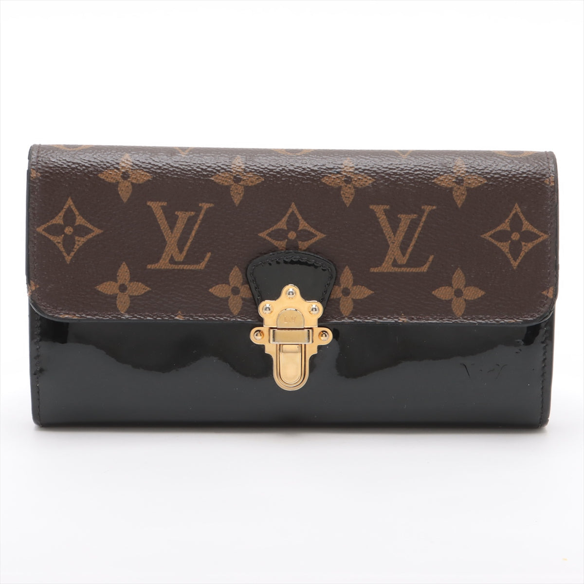 Best Louis Vuitton Monogram Vernis S-Lock Long Wallet Cherry Wood