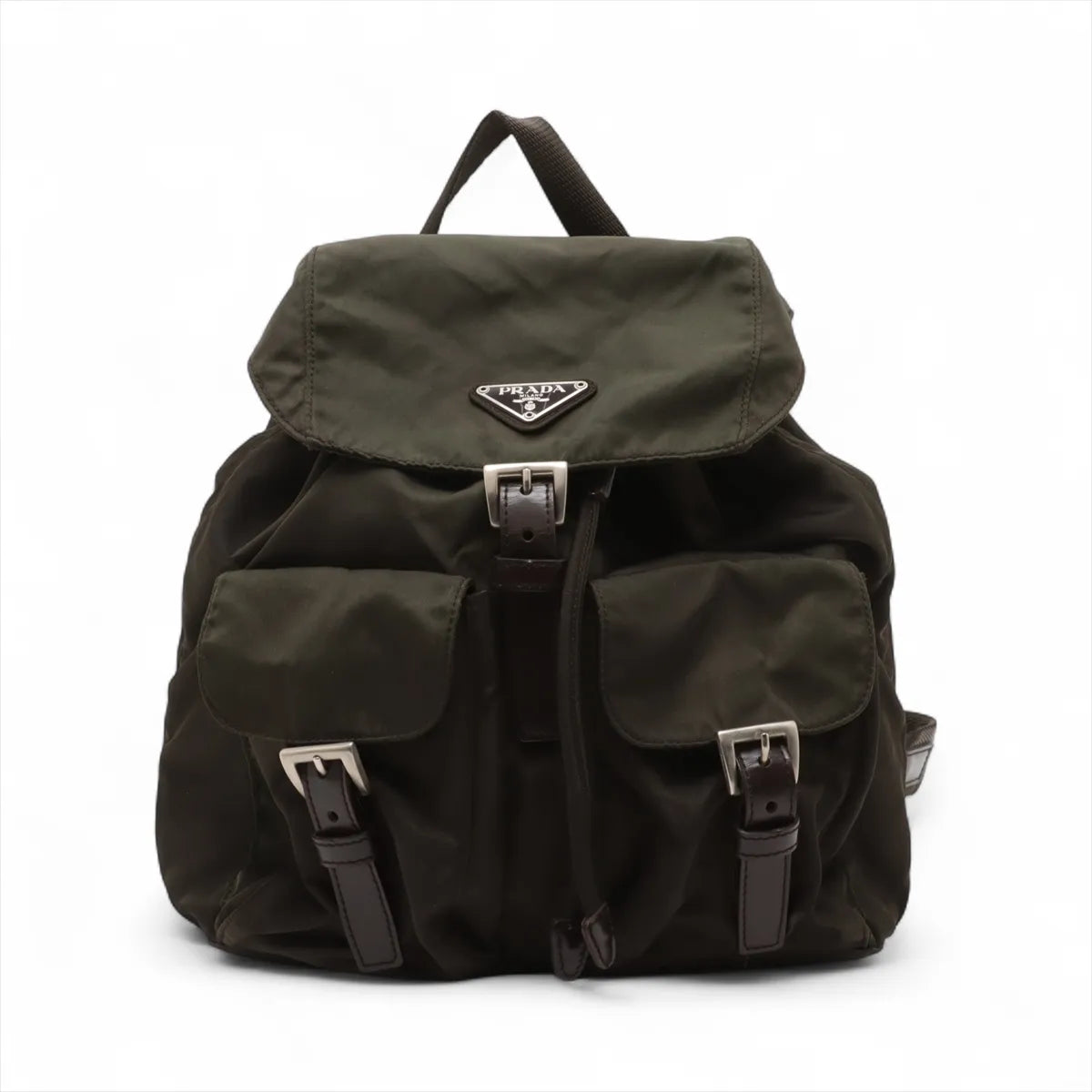Prada Tessuto Nylon Leather Backpack Khaki