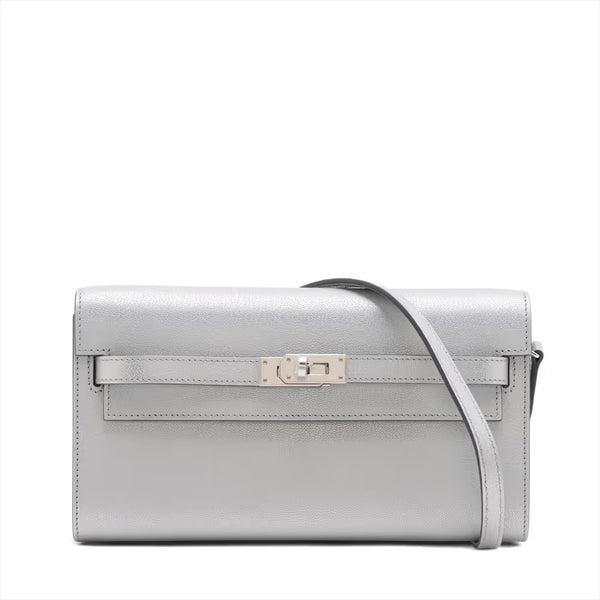 Hermes Kelly Wallet Togo Chevre Shamukira Argent Silver