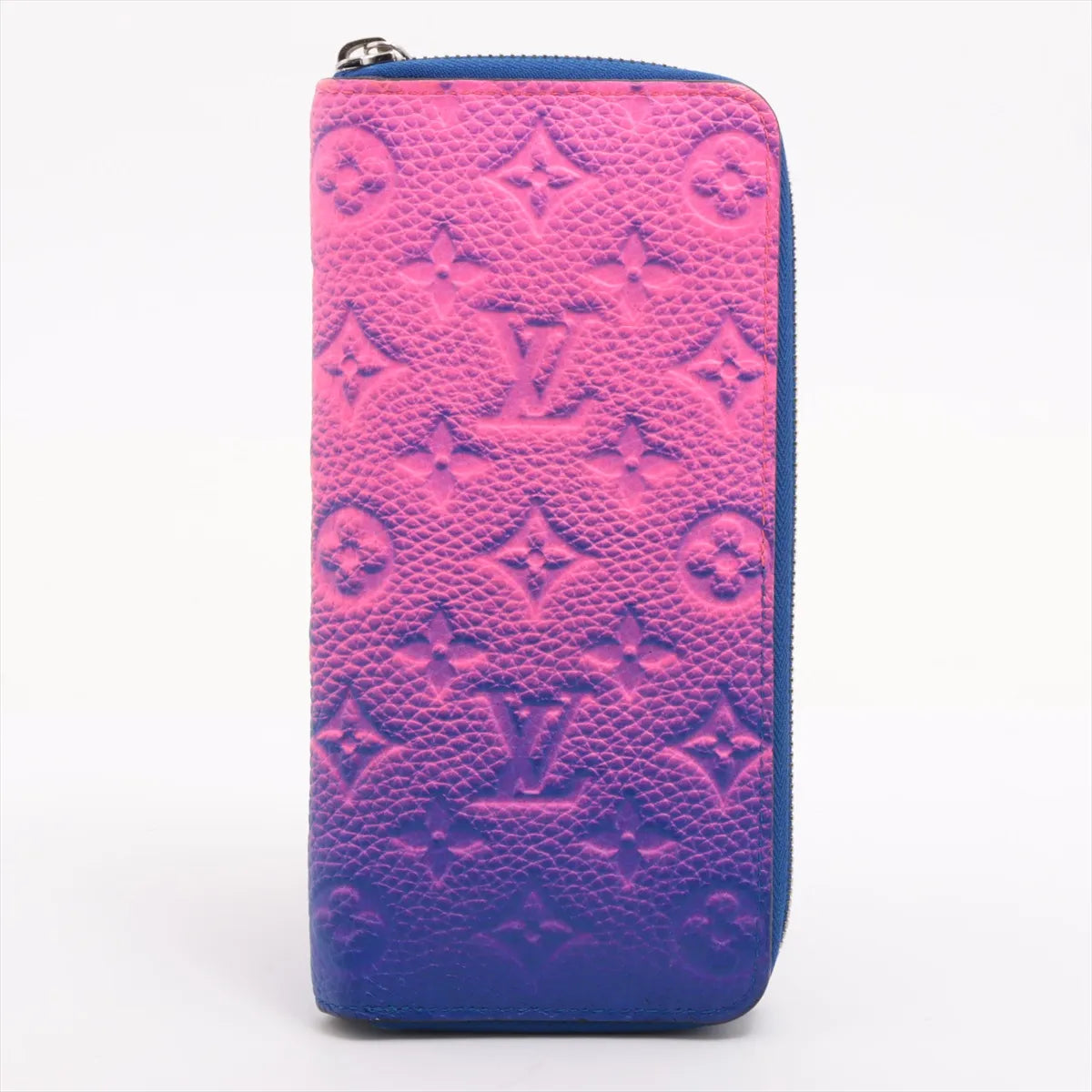 Louis Vuitton Monogram Illusion Zippy Wallet Vertical Blue x Neon Pink