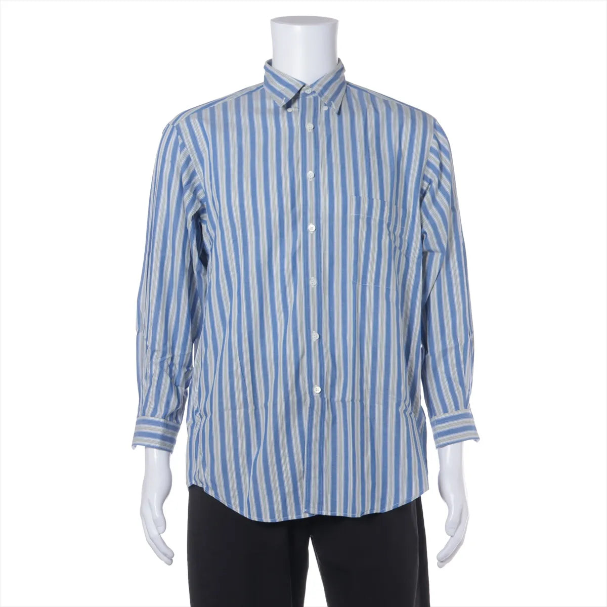 Christian Dior Striped Cotton Long Sleeve Shirt Blue x Gray