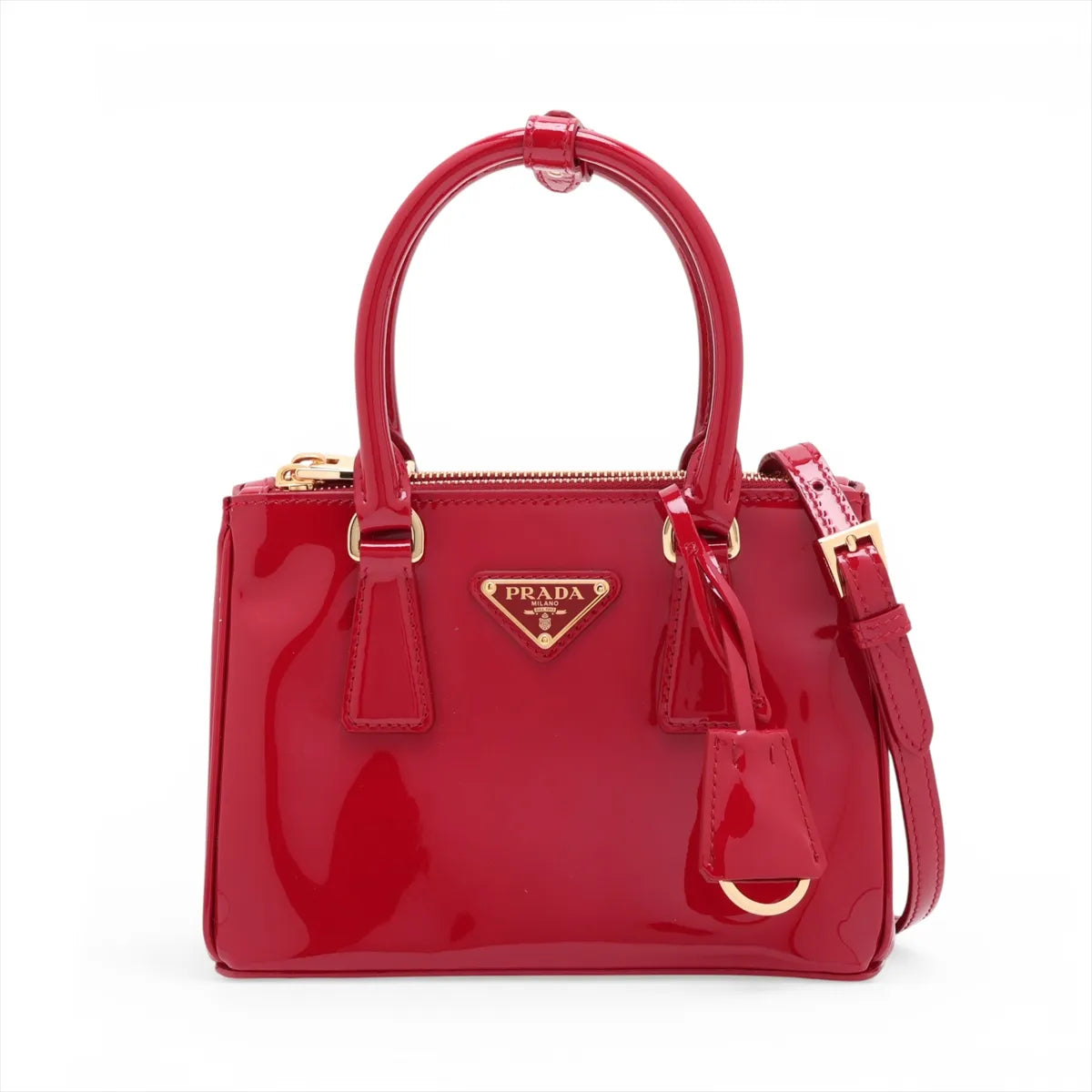 Prada Patent Leather Two-Way Handbag Red